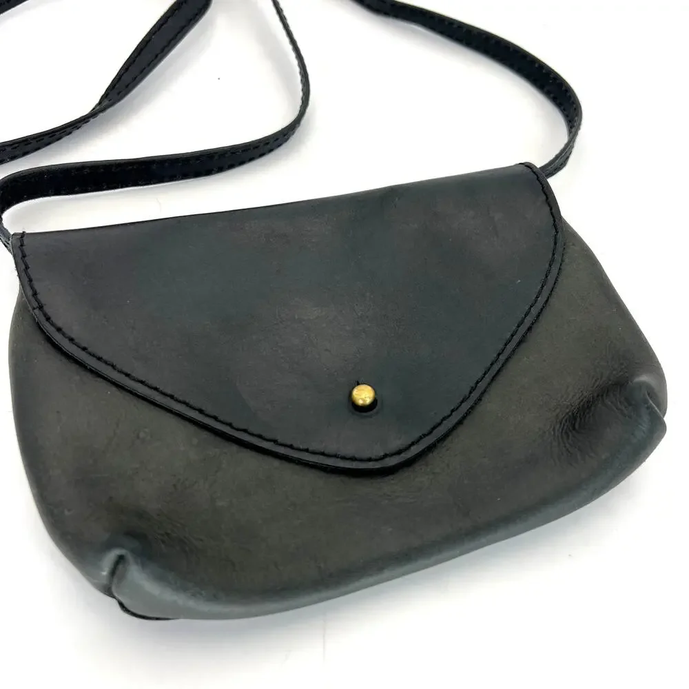 Parker Clay Everly Crossbody Bag  Purse Leather Flap Closure Long Strap Black